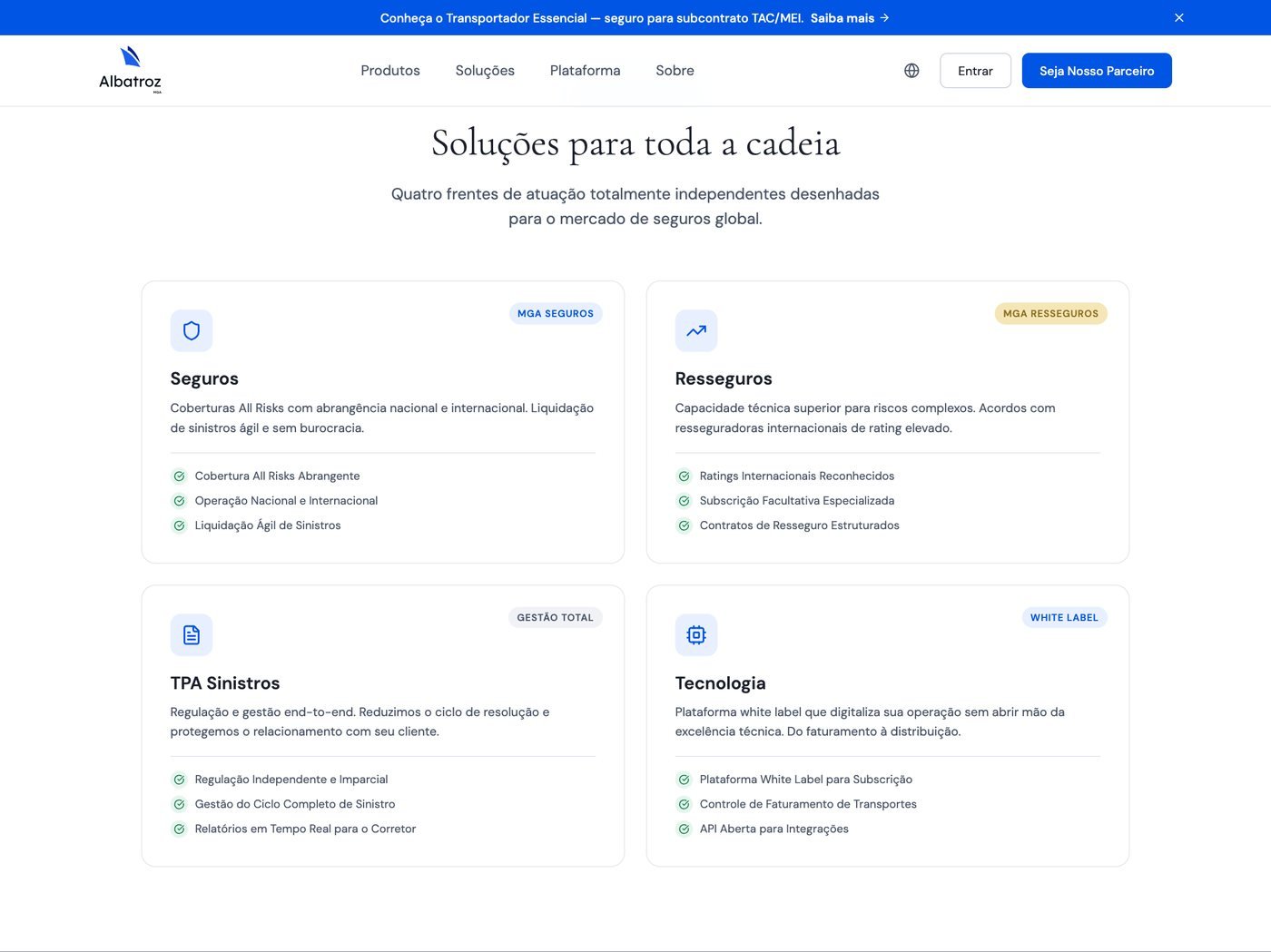 Albatroz MGA - Solutions for the whole chain